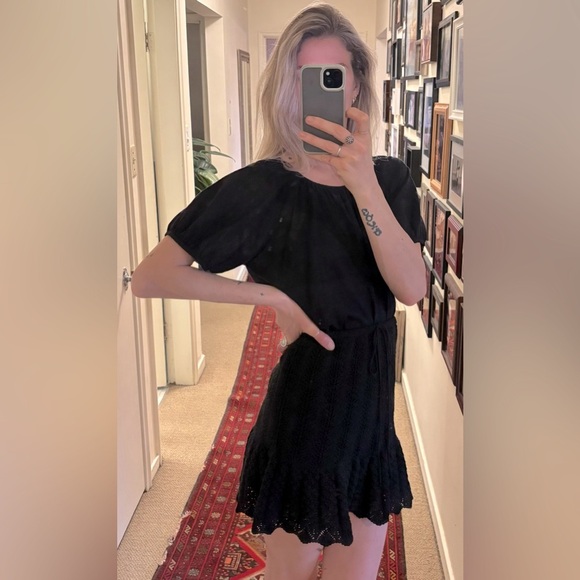 Zara Black Knit Crochet Woven Ruffle Skirt - Picture 3 of 9